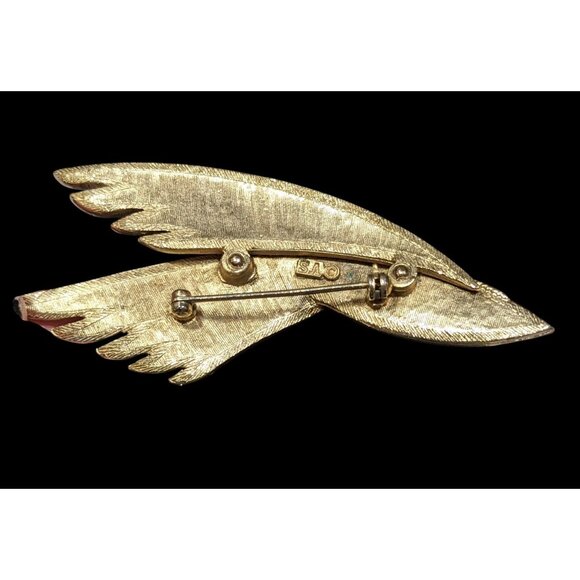 Vintage Wing Feather Art Deco Silver And Gold Tone Brooch Marked SA - Picture 2 of 4